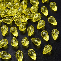Transparent Acrylic Beads, Faceted, Teardrop, Yellow, 12x8mm, Hole: 1.5mm, about 1338pcs/500g(MACR-S373-59B-B11)