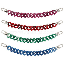 8Pcs 4 Colors Acrylic Boot Strap Chains, with Alloy Swivel Clasps, Heart, Mixed Color, 250mm, 2pcs/color(FIND-GO00004)