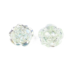 Transparent ABS Plastic Cabochons, Flower, Pale Green, 19.5x7.5mm(KY-G019-03K)