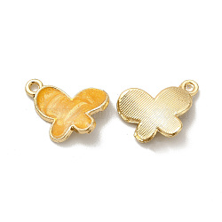 Alloy Enamel Pandants, Lead Free & Cadmium Free, Light Gold, Butterfly Charm, Orange, 18x15x3mm, Hole: 1.6mm(ENAM-K067-50KCG-03)