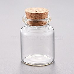 Glass Bead Containers, with Cork Stopper, Wishing Bottle, Clear, 3x4cm, Capacity: 15ml(0.5 fl. oz)(AJEW-P072-02C)