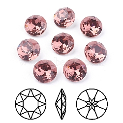 Pointed Back & Back Plated Glass Rhinestone Cabochons, Grade A, Faceted, Flat Round, Burgundy, 10x5mm(RGLA-J012-10mm-515)