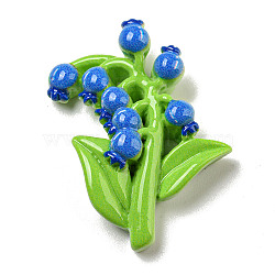 Opaque Resin Decoden Cabochons, Flower, Blue, 29x27x8mm(RESI-B022-02D)