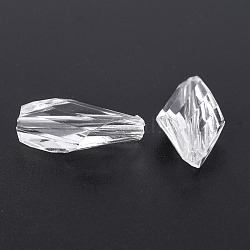 Transparent Acrylic Beads, Faceted, Teardrop, White, 20x11x6mm, Hole: 1.5mm, about 813pcs/500g(TACR-S078-01)