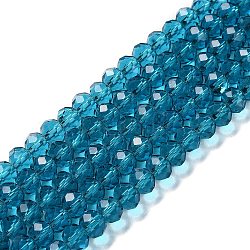 Glass Beads Strands, Faceted, Rondelle, Dark Cyan, 8x6mm, Hole: 1mm, about 63~65pcs/strand, 39~40cm(EGLA-A034-T8mm-D27-01)