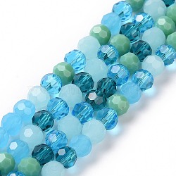 Glass Beads Strands, Faceted(32 Facets), Round, Deep Sky Blue, 5.5mm, Hole: 1mm, about 95pcs/strand, 20.47''(52cm)(X-GLAA-E036-09G)