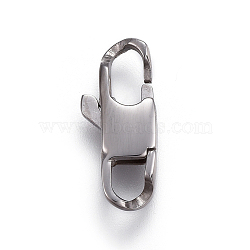 304 Stainless Steel Lobster Claw Clasps, Stainless Steel Color, 16x7x3mm, Hole: 3mm(STAS-I117-02E-P)