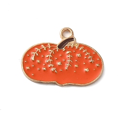 Thanksgiving Day Golden Tone Alloy Enamel Pendants, Pumpkin, 17x22.5x1.5mm, Hole: 2mm(ENAM-M002-02C-G)