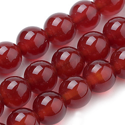 Natural Carnelian Beads Strands, Dyed, Round, 6mm, Hole: 1mm, about 63pcs/strand, 15 inch(X-G-S259-32-6mm)