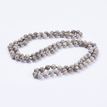 Natural Maifanite/Mai Fan Stone Beaded Necklaces, Round, 36 inch(91.44cm)