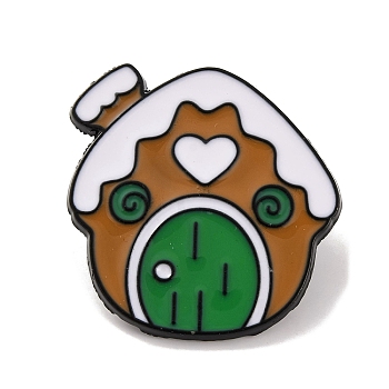 Christmas Theme Enamel Pins, Alloy Brooches for Backpack Clothes, House, 27.5x26.5x1mm