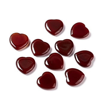 Dyed & Heated Natural Agate Heart Love Stones, Pocket Palm Stones for Reiki Balancing, Valentine's Day, Heart, 21~22x21.5~22.5x5~6mm