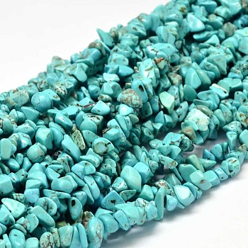 Chip Dyed Natural Howlite Bead Strands, Dark Turquoise, 5~14x5~10mm, Hole: 1mm, about 33.85 inch