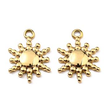 304 Stainless Steel Pendants, Sun Charm, Real 18K Gold Plated, 15x11x1.5mm, Hole: 1.5mm