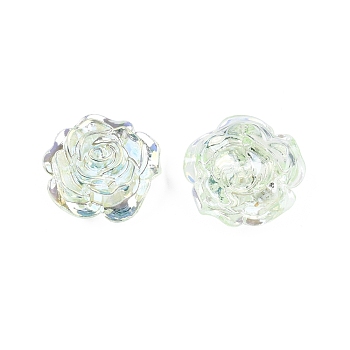 Transparent ABS Plastic Cabochons, Flower, Pale Green, 19.5x7.5mm