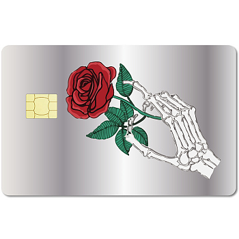 PVC Plastic Waterproof Card Stickers, Self-adhesion Card Skin for Bank Card Decor, Rectangle, June Rose, 186.3x137.3mm