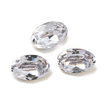 Glass Rhinestone Cabochons, Flat Back & Back Plated, Faceted, Oval, Alexandrite, 6x4x3mm