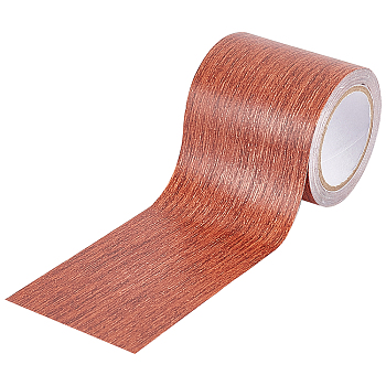 Non-woven Fabrics Imitation Wood Grain Adhesive Tape, Walnutwood Grain Repair Tape Patch, Flat, Saddle Brown, 57mm, about 4.57m/roll