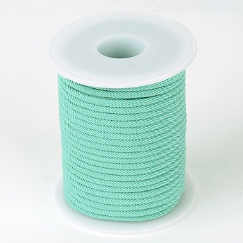 Round Polyester Cords, Aquamarine, 3mm, about 21.87 yards(20m)/roll