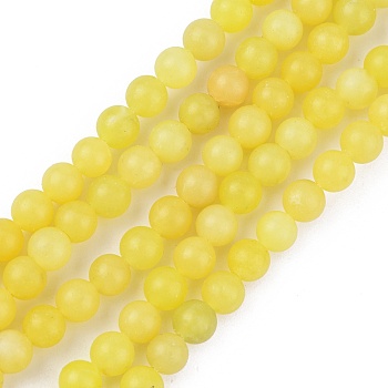 Natural Lemon Jade Beads Strands,  Round, Lemon Chiffon, 6mm, Hole: 1mm, about 60~64pcs/strand, 15.1 inch