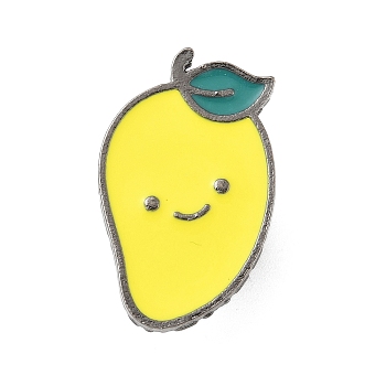 Fruit Series Enamel Pins, Alloy Lapel Pin Backs for Backpack Clothes, Black, Mango, 24x18mm