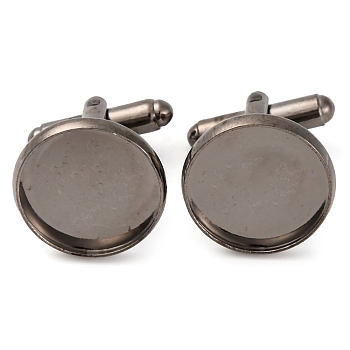 Brass Cufflinks, Cuff Button, with Tray, Gunmetal, 18x18mm, Tray: 16mm