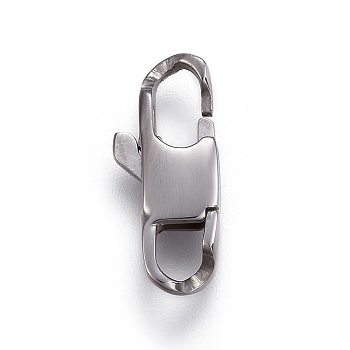 304 Stainless Steel Lobster Claw Clasps, Stainless Steel Color, 16x7x3mm, Hole: 3mm