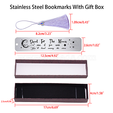 2Pcs 2 Style Stainless Steel Bookmarks(AJEW-FG0001-58H)-2