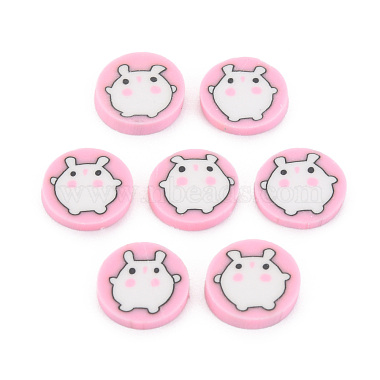 Pearl Pink Flat Round Polymer Clay Cabochons
