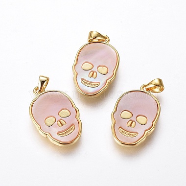 Golden Skull Pink Shell Pendants