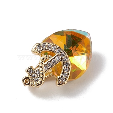 Real 18K Gold Plated Rack Plating Brass Micro Pave Clear Cubic Zirconia Pendants(KK-C015-07G)-3