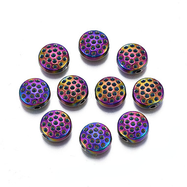 Multi-color Flat Round Alloy Beads