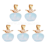 5Pcs Opalite Pendants, with Golden Tone Alloy Clasp, Apple Charms, Golden, 19.5x14x14mm, Hole: 4.5x2.5mm(G-LP0001-01)