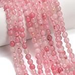 Natural Rose Quartz Dyed Beads Strands, Smooth Round, Faceted, Pink, 6~6.5mm, Hole: 0.8mm, about 59~65pcs/strand, 14.57~14.96 inch(37~38cm)(G-B046-07-6mm-01)