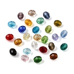 K9 Glass Beads, Glass Imitation Austrian Crystal Beads, Oval, Faceted, Mixed Color, 10x8mm, Hole: 1.2~1.4mm(GL-CBA36C3-03)