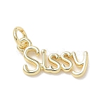 Brass Pendants, Cadmium Free & Lead Free, Long-Lasting Plated, Word Charms, Real 18K Gold Plated, 8.5x16x1.8mm, Hole: 3.5mm(KK-E796-04A-G)