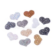 Glitter Hotfix Rhinestone, Iron on Patches, Dress Shoes Garment Decoration, Heart, Mixed Color, 20~21x28~29.5x1.6mm(GLAA-P047-B)