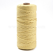 Cotton String Threads, Macrame Cord, Decorative String Threads, for DIY Crafts, Gift Wrapping and Jewelry Making, Champagne Yellow, 3mm, about 109.36 Yards(100m)/Roll.(OCOR-T001-02-04)