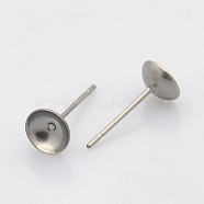 304 Stainless Steel Stud Earring Findings, Stainless Steel Color, 14x8mm, Pin: 0.4mm(STAS-N019-16-8mm)