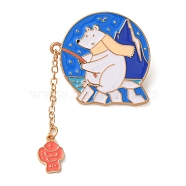 Zinc Alloy Enamel Animal Fishing Pins, Bear, 50x31mm(JEWB-C033-01B)