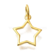 925 Sterling Silver Star Outline Charms, with Jump Rings & 925 Stamp, Golden, 11x10x1mm, Hole: 3mm(STER-G043-02A-G)