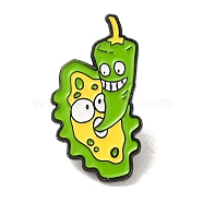 Halloween Enamel Pins, Black Alloy Brooches, Hot Pepper, 31x16.5x1.5mm(JEWB-R272-02A)