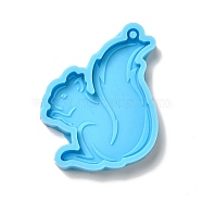 Squirrel DIY Pendant Silicone Molds, Resin Casting Molds, For UV Resin, Epoxy Resin Jewelry Making, Deep Sky Blue, 56x49x7mm, Hole: 2.5mm(SIMO-H004-04)