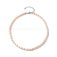 Natural Pearl Beaded Necklace for Women, Bisque, 15.04 inch(38.2cm)(NJEW-JN04188-01)
