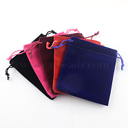 Rectangle Velvet Pouches, Gift Bags, Mixed Color, 12x10cm(X-TP-R002-10x12-M)