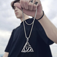 Stainless Steel Pendant Necklaces for Men, Antique Silver, Triangle, 23.62 inch(60cm)(FS-WG233B8-04)