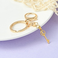 304 Stainless Steel Initial Letter Key Charm Keychains, with Alloy Clasp, Golden, Letter K, 8.8cm(KEYC-YW00004-11)