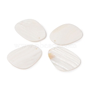 Natural Shell Pendant, Trapezoid, Snow, 42x32.5~33x1.5~2.5mm, Hole: 2mm(BSHE-H018-17)