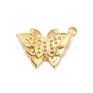 Ion Plating(IP) 304 Stainless Steel Pendant Rhinestone Settings, Butterfly, Real 18K Gold Plated, Fit For 0.8mm Rhinestone, 13.5x20x3mm, Hole: 2mm(STAS-F282-11G)