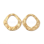 Ion Plating(IP) 304 Stainless Steel Open Linking Ring, Hammered, Irregular Teardrop, Real 14K Gold Plated, 30x30x1mm, Inner Diameter: 21x18mm(STAS-C070-25G)